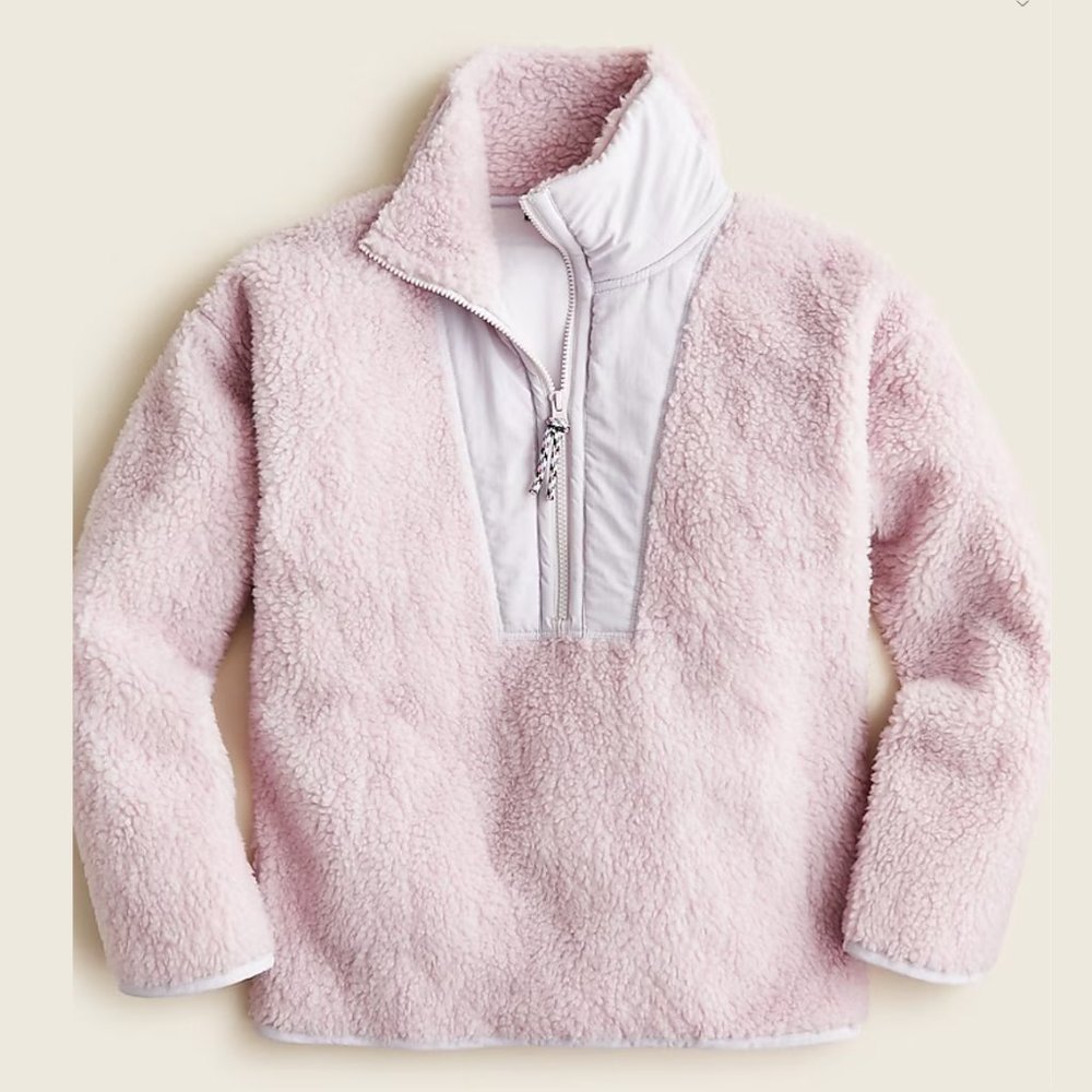 Teddy Sherpa Half-Zip Sweatshirt: Light Purple, Small